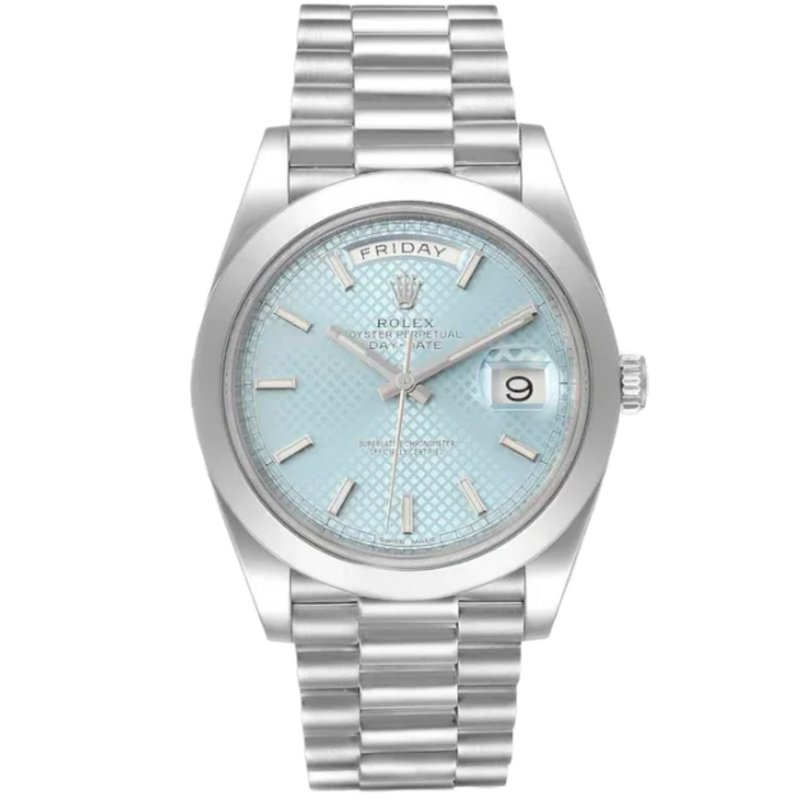 Rolex Day Date Ref. 228206 Platinum Blue Motif Stick Dial - Rolex