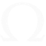 Omega logo in white on a black background