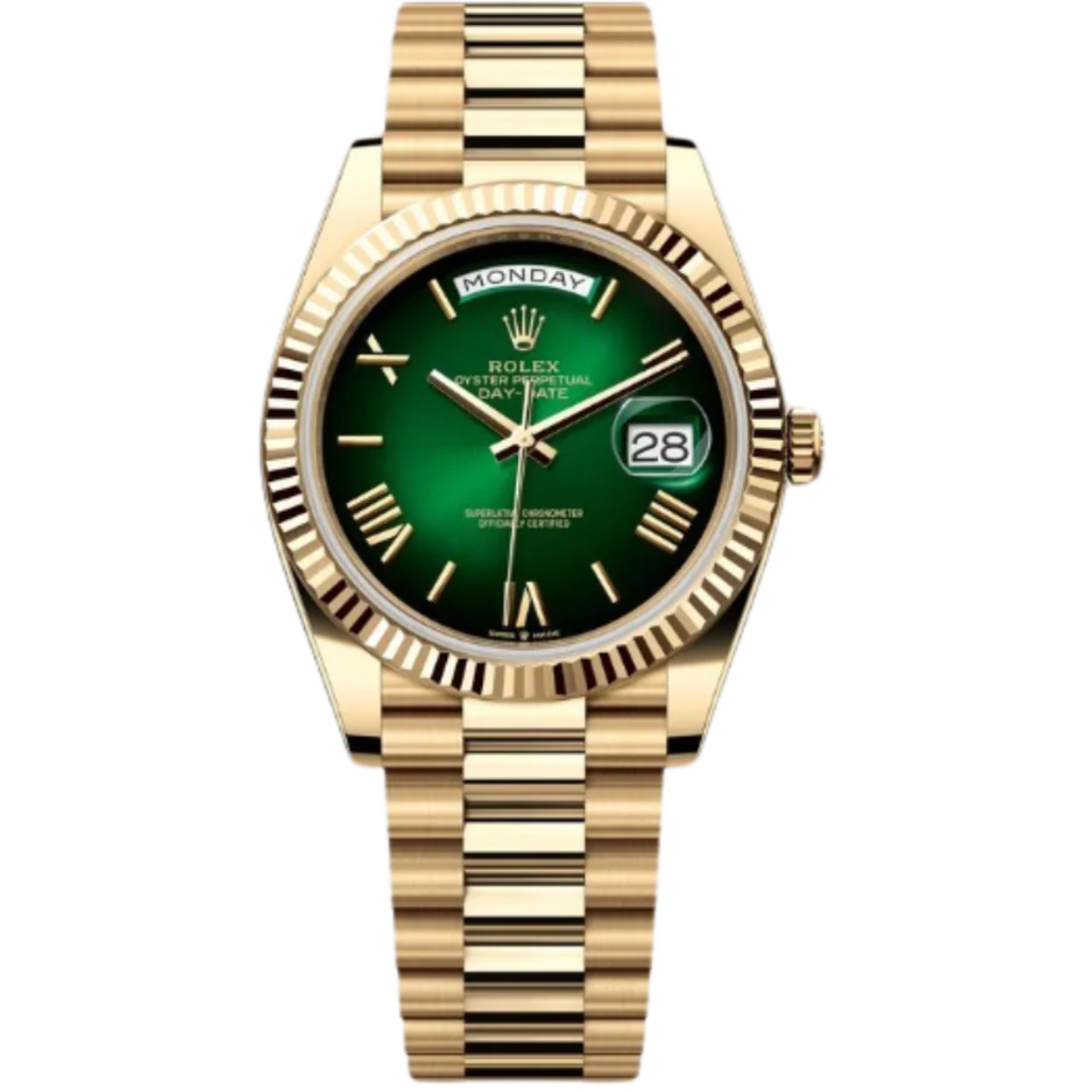 Rolex Day-Date Ref. 228238 40MM Yellow Gold Case Ombré Green Dial - Rolex
