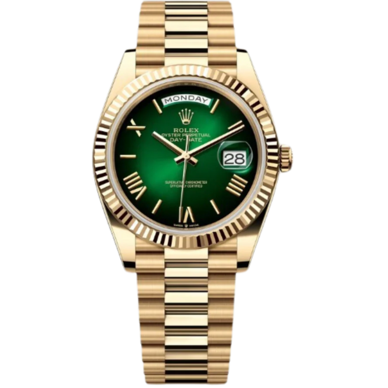 Rolex Day-Date Ref. 228238 40MM Yellow Gold Case Ombré Green Dial - Rolex