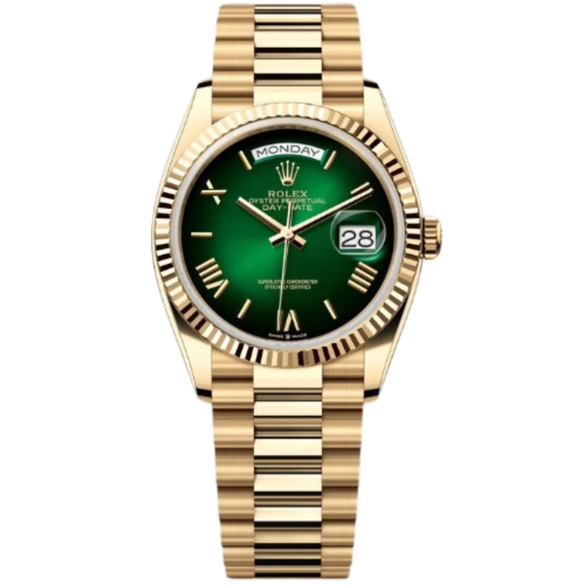Rolex Day-Date Ref. 128238 36MM Yellow Gold Case Ombré Green Dial - Rolex