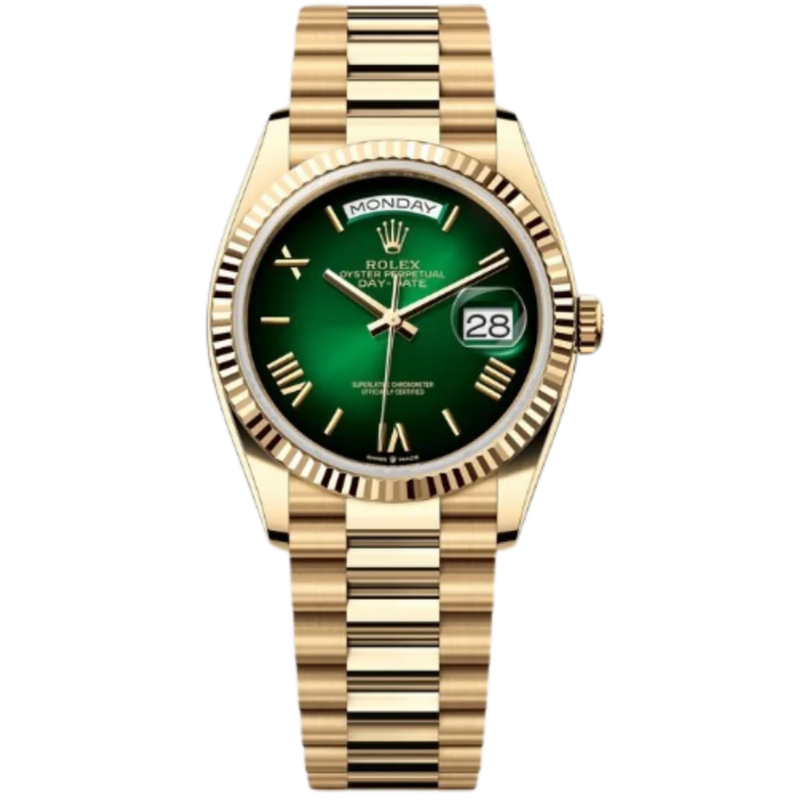 Rolex Day-Date Ref. 128238 36MM Yellow Gold Case Ombré Green Dial - Rolex