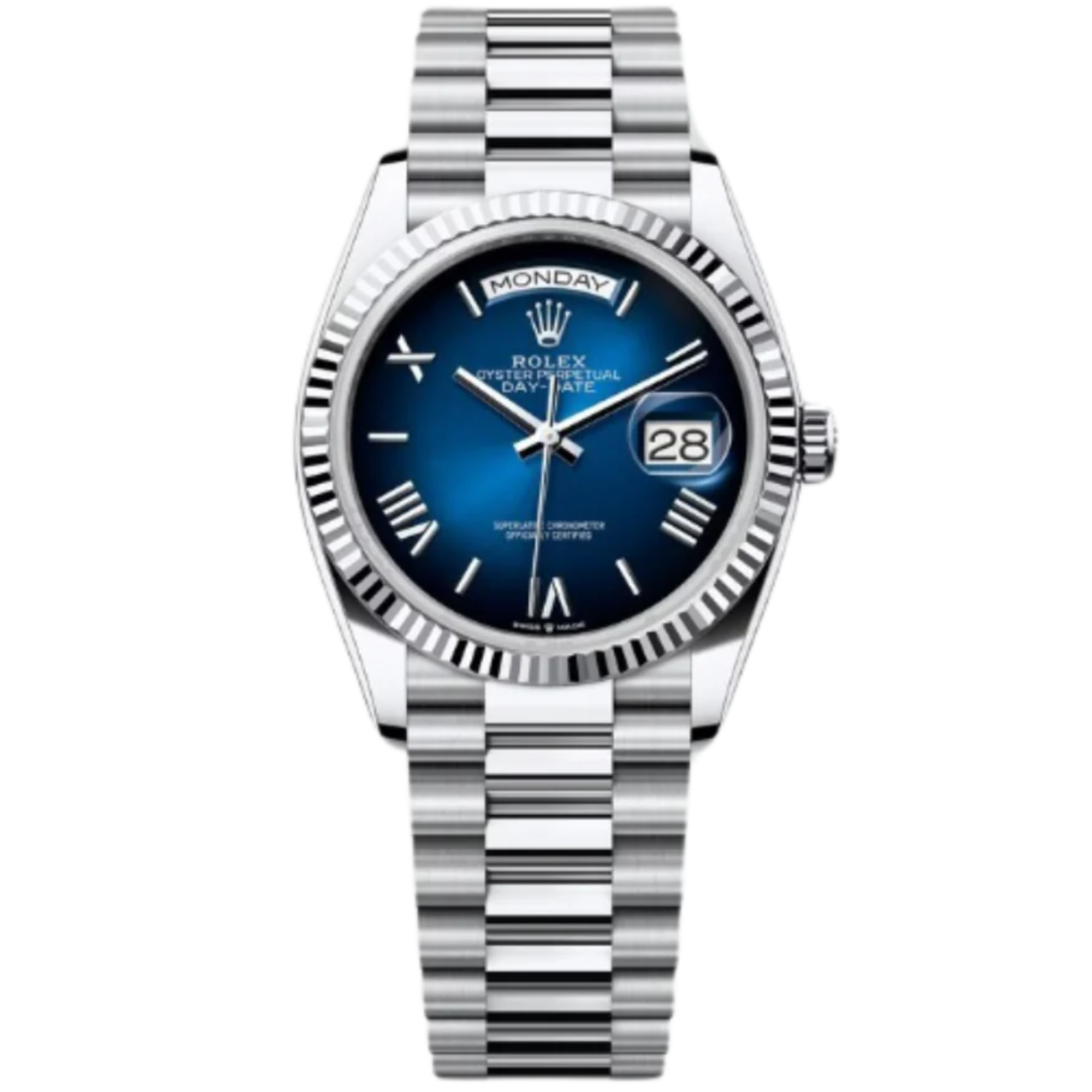 Rolex Day-Date Ref. 128236 36MM Platinum Ombré Blue Dial - Rolex