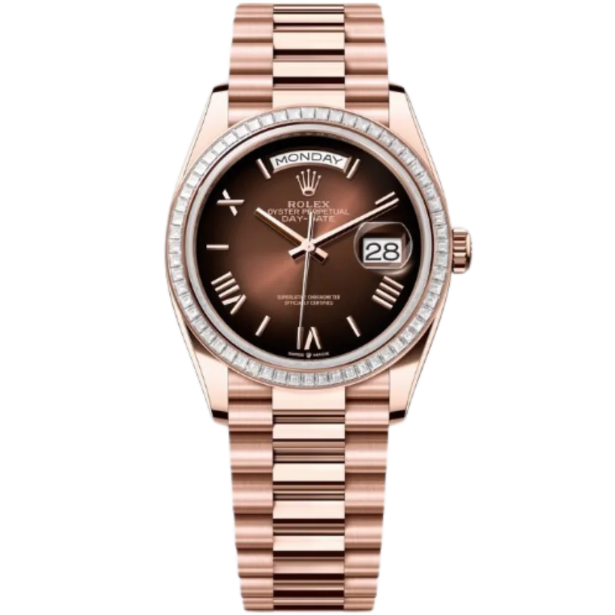 Rolex Day-Date Ref. 128395TBR 36MM Everose Gold Ombré Brown Dial Diamond Set Bezel - Rolex