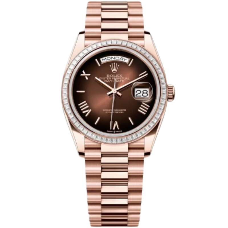 Rolex Day-Date Ref. 128395TBR 36MM Everose Gold Ombré Brown Dial Diamond Set Bezel - Rolex