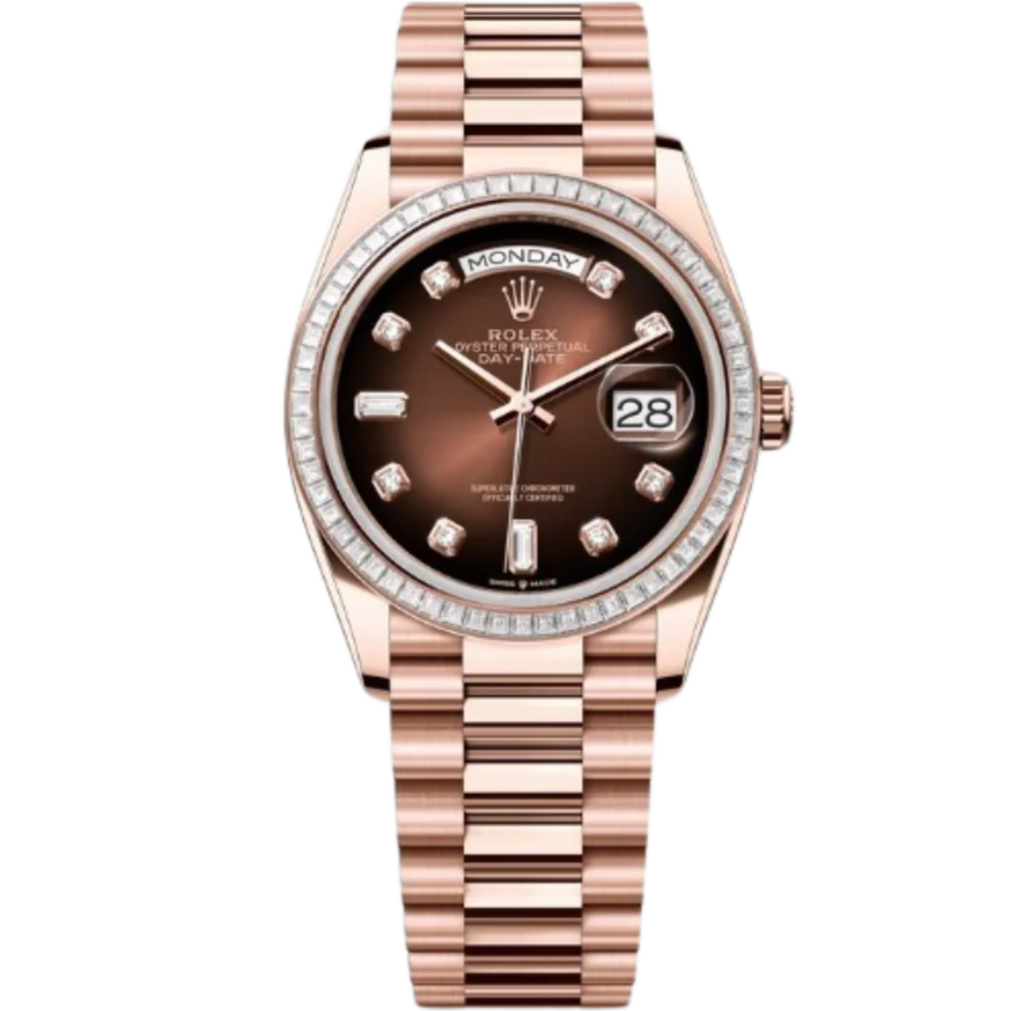 Rolex Day-Date Ref. 128395TBR 36MM Everose Gold Ombré Brown Dial Diamond Bezel and Markers - Rolex