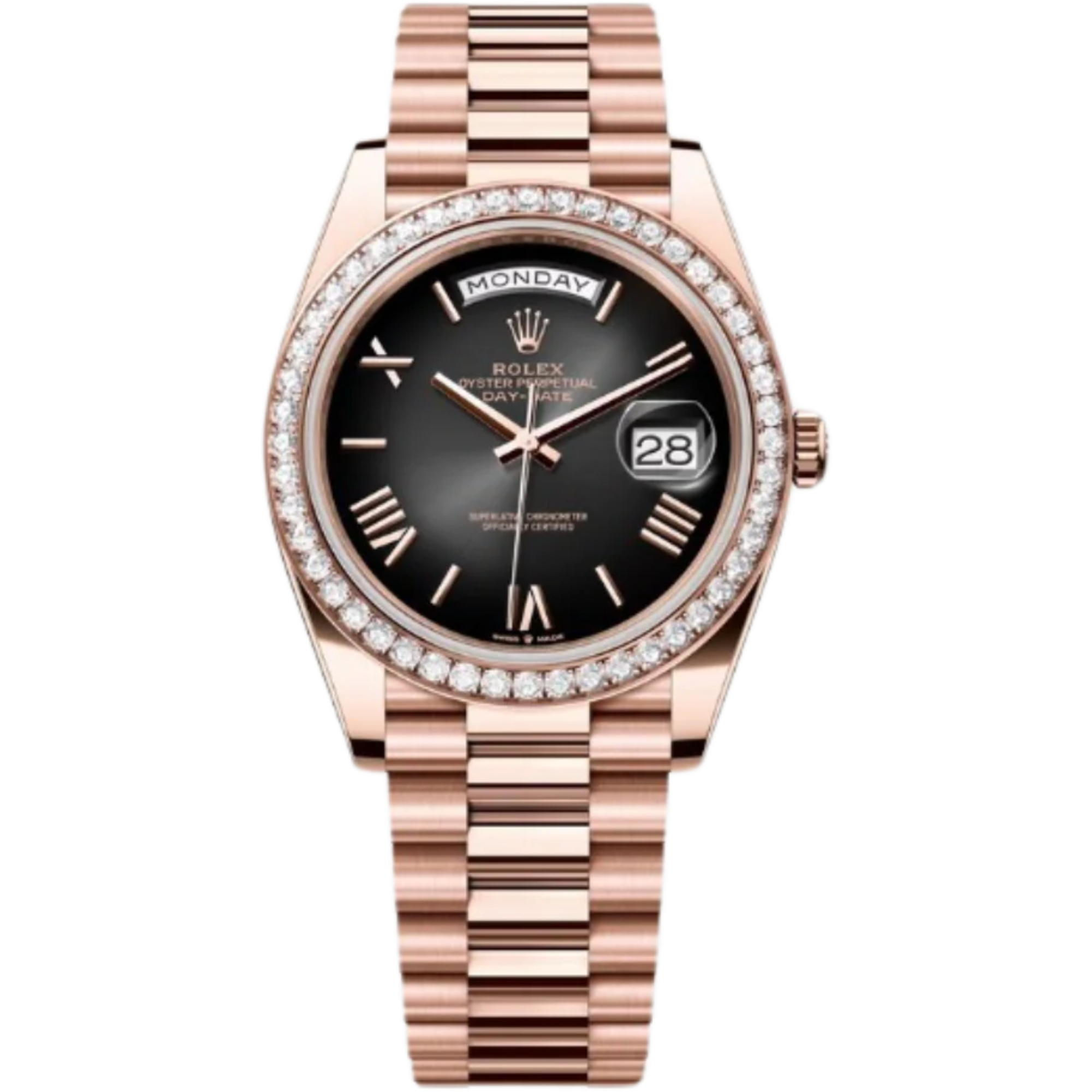 Rolex Day-Date Ref. 228345RBR 40MM Everose Gold Case Slate Ombré Dial Diamond Set Bezel - Rolex