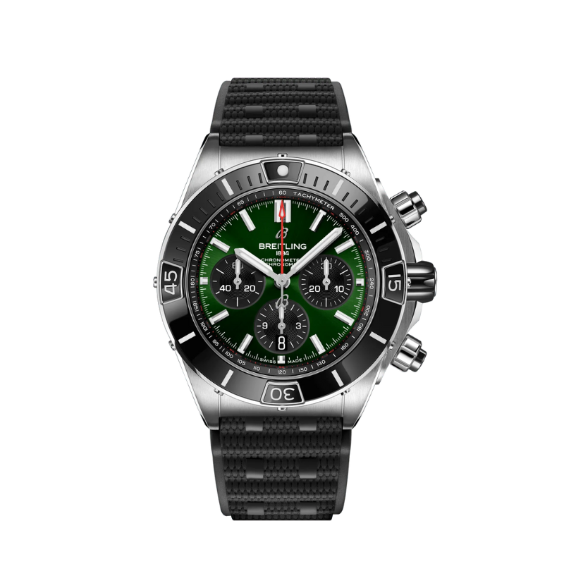 SUPER CHRONOMAT B01 44 MM STAINLESS STEEL WITH GREEN DIAL - Breitling