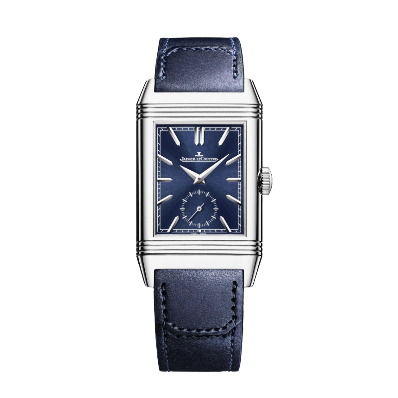 REVERSO TRIBUTE DUOFACE SMALL SECONDS 47 MM STAINLESS STEEL WITH BLUE SUNRAY BRUSHED AND SILVER GREY GUILLOCHE DIAL - Jaeger-LeCoultre
