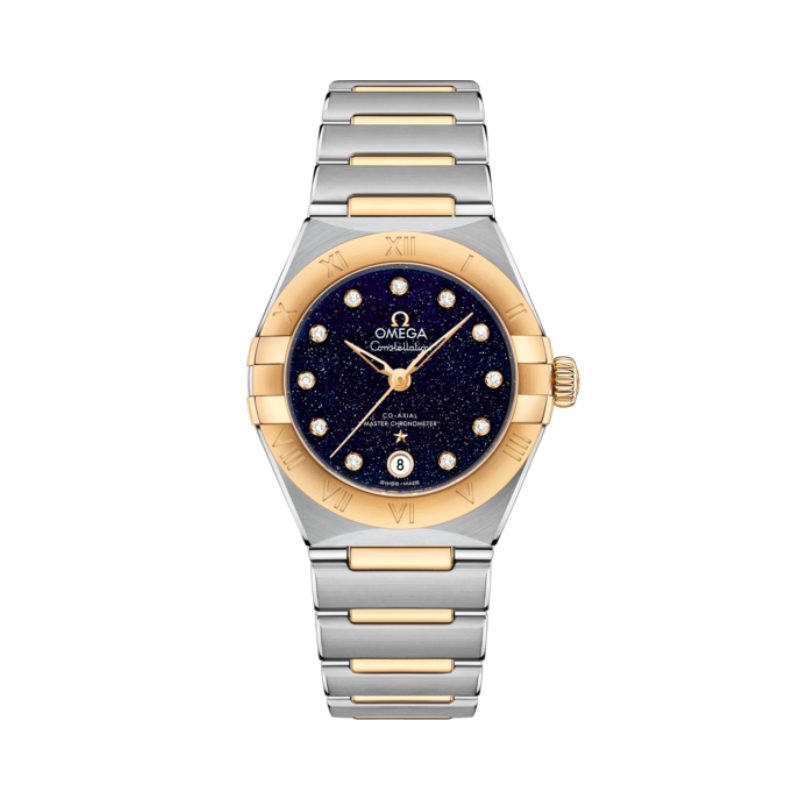CONSTELLATION 29 MM STAINLESS STEEL - YELOW GOLD WITH BLUE DIAL - Omega