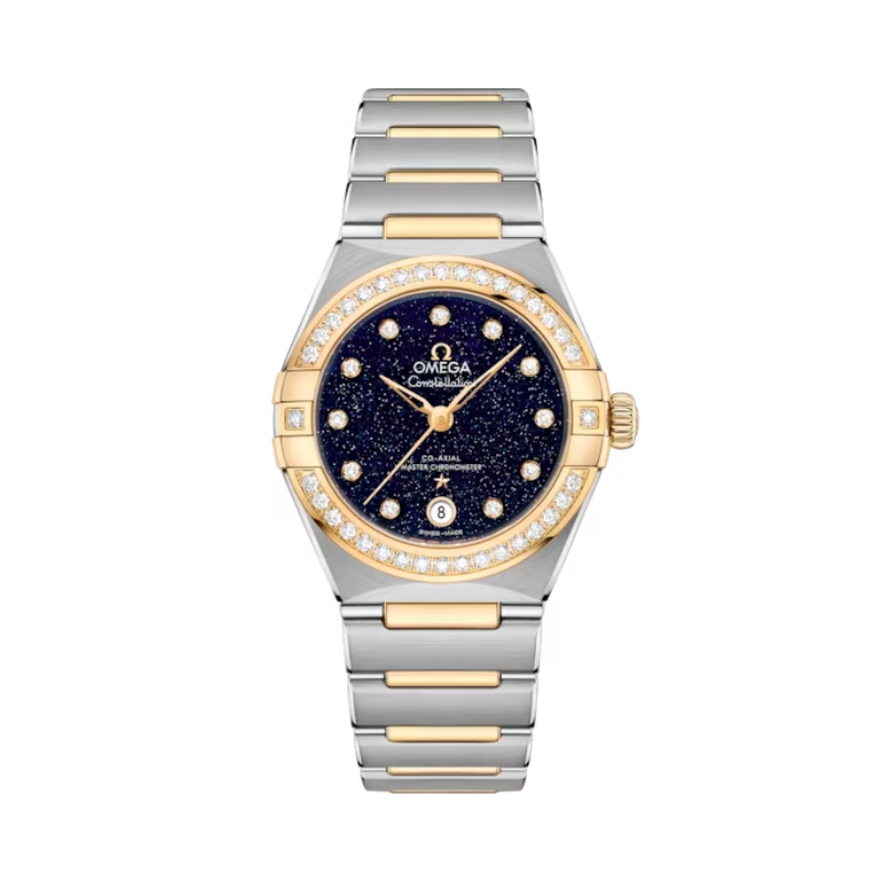 CONSTELLATION 29 MM STAINLESS STEEL - YELOW GOLD WITH BLUE DIAL - Omega