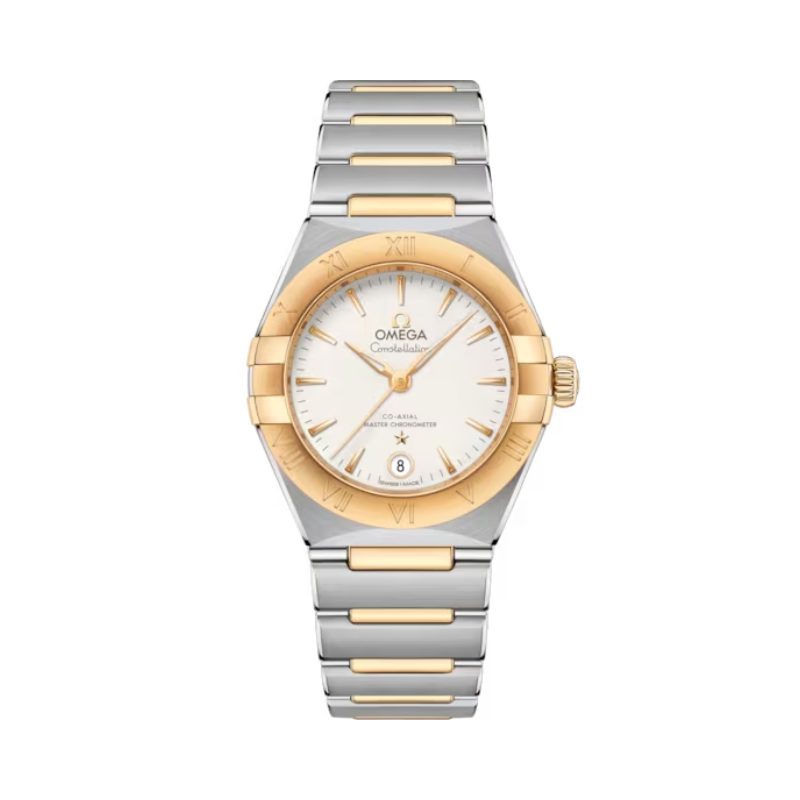 CONSTELLATION 29 MM STAINLESS STEEL - YELLOW GOLD WITH SILVER DIAL - Omega