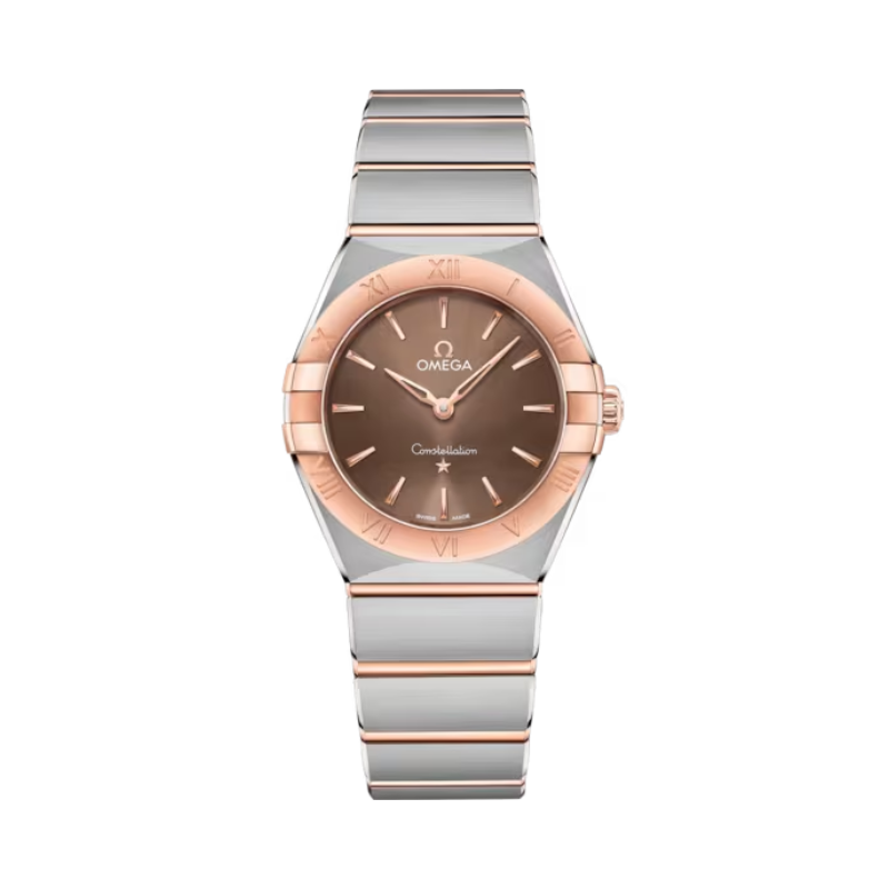 CONSTELLATION 28 MM STAINLESS STEEL - SEDNA™ GOLD WITH BROWN DIAL - Omega