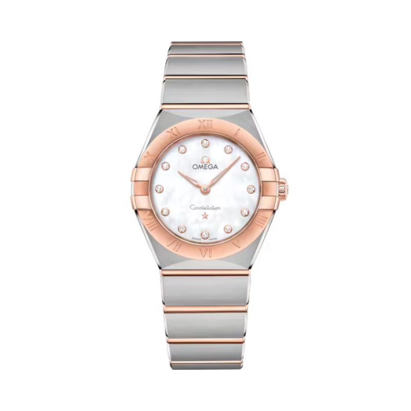 CONSTELLATION 28 MM STAINLESS STEEL - SEDNA™ GOLD WITH MOTHER OF PEARL DIAL - Omega