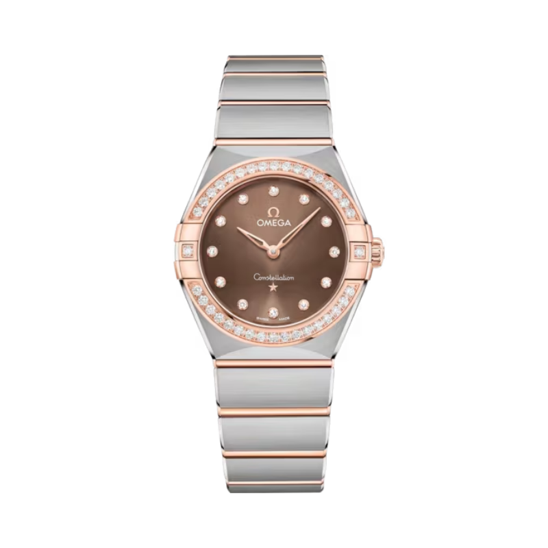 CONSTELLATION 28 MM STAINLESS STEEL - SEDNA™ GOLD WITH BROWN DIAL - Omega