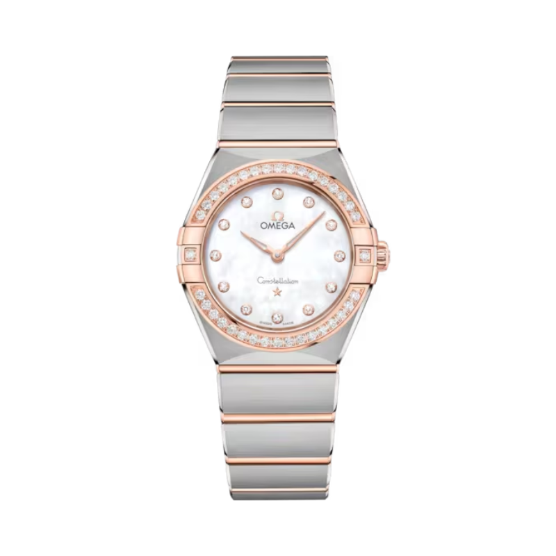 CONSTELLATION 28 MM STAINLESS STEEL - SEDNA™ GOLD WITH MOTHER OF PEARL DIAL - Omega