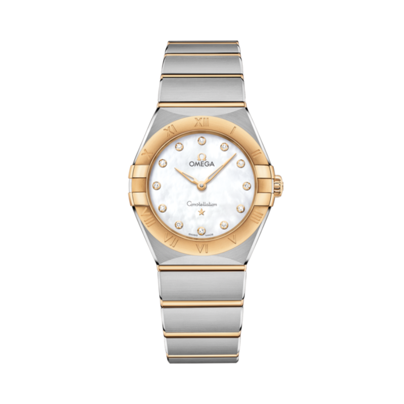 CONSTELLATION 28 MM STAINLESS STEEL - YELLOW GOLD WITH MOTHER OF PEARL DIAL - Omega
