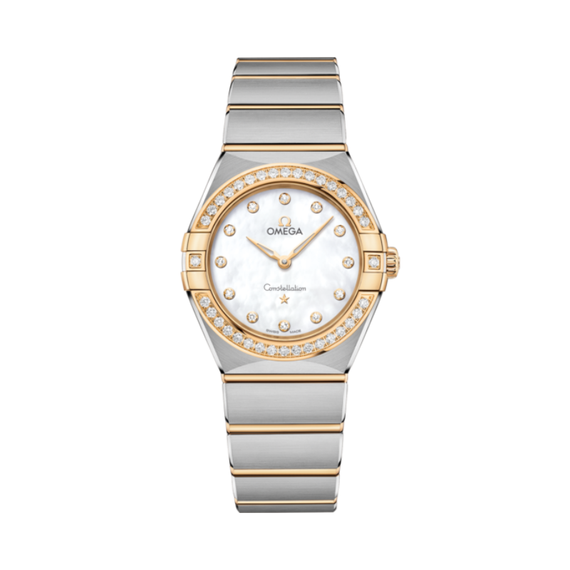 CONSTELLATION 28 MM STAINLESS STEEL - YELLOW GOLD WITH MOTHER OF PEARL DIAL - Omega