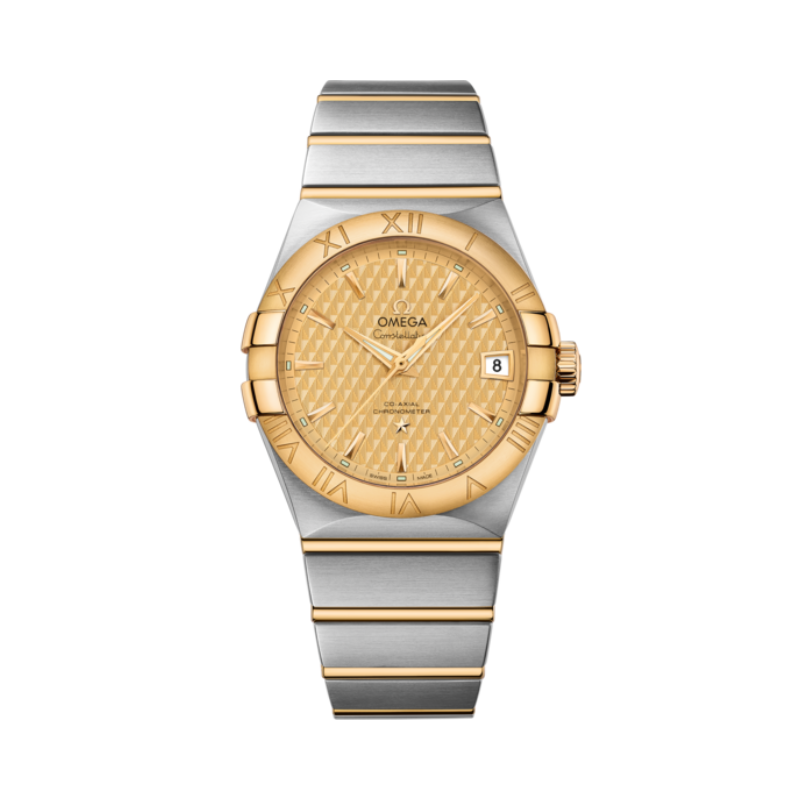 CONSTELLATION 38 MM STAINLESS STEEL - YELLOW GOLD WITH YELLOW DIAL - Omega
