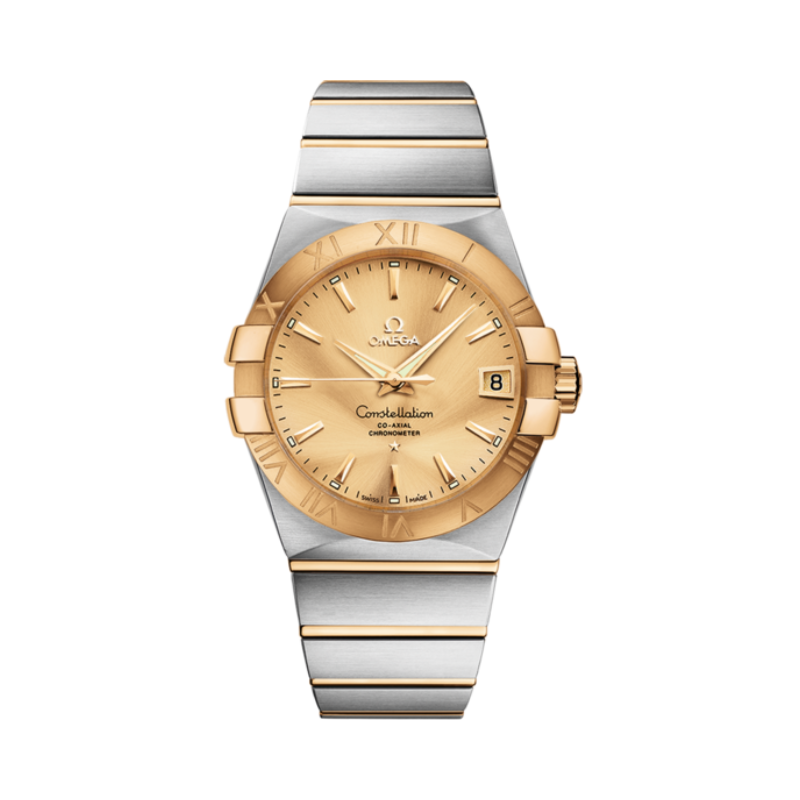 CONSTELLATION 38 MM STAINLESS STEEL - YELLOW GOLD WITH YELLOW DIAL - Omega