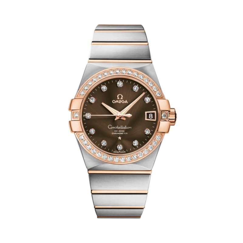 CONSTELLATION 38 MM STAINLESS STEEL - RED GOLD WITH BROWN DIAL - Omega