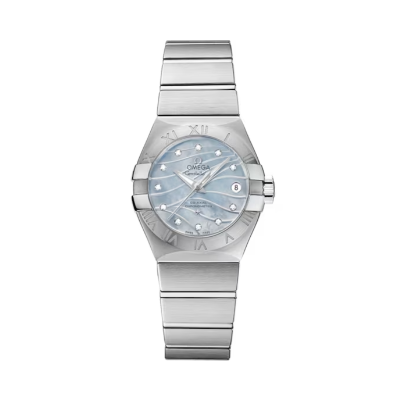 CONSTELLATION 27 MM STAINLESS STEEL WITH BLUE MOTHER OF PEARL DIAL - Omega