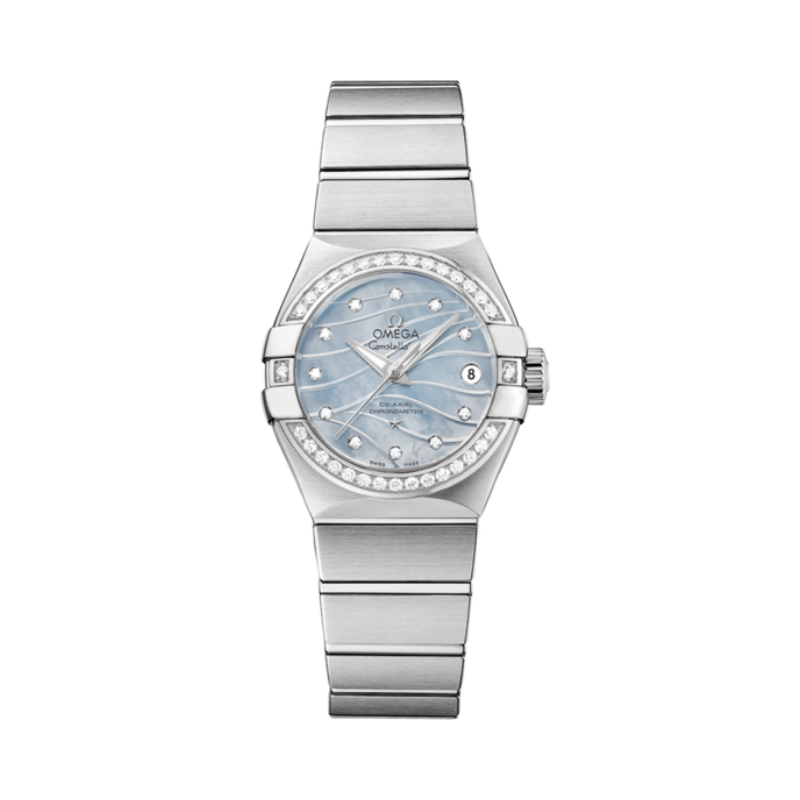 CONSTELLATION 27 MM STAINLESS STEEL WITH BLUE MOTHER OF PEARL DIAL - Omega