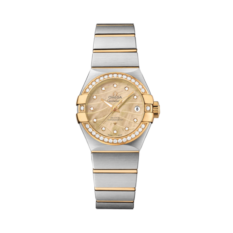 CONSTELLATION 27 MM STAINLESS STEEL - YELLOW GOLD WITH YELLOW MOTHER OF PEARL DIAL - Omega