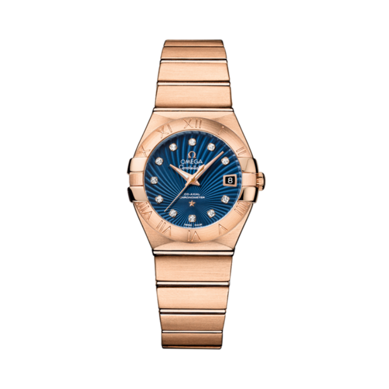 CONSTELLATION 27 MM RED GOLD WITH BLUE DIAL - Omega