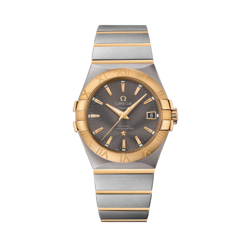CONSTELLATION 35 MM STAINLESS STEEL - YELLOW GOLD WITH GREY DIAL - Omega