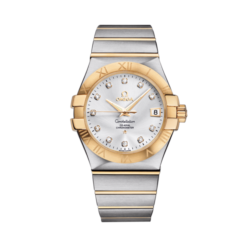 CONSTELLATION 35 MM STAINLESS STEEL - YELLOW GOLD WITH SILVER DIAL - Omega