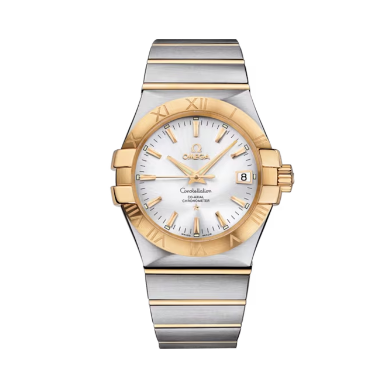 CONSTELLATION 35 MM STAINLESS STEEL - YELLOW GOLD WITH SILVER DIAL - Omega