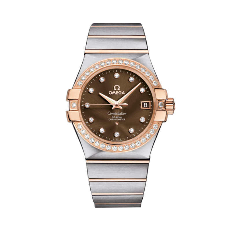CONSTELLATION 35 MM STAINLESS STEEL - RED GOLD WITH BROWN DIAL - Omega