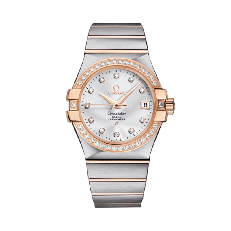 CONSTELLATION 35 MM STAINLESS STEEL - RED GOLD WITH SILVER DIAL - Omega