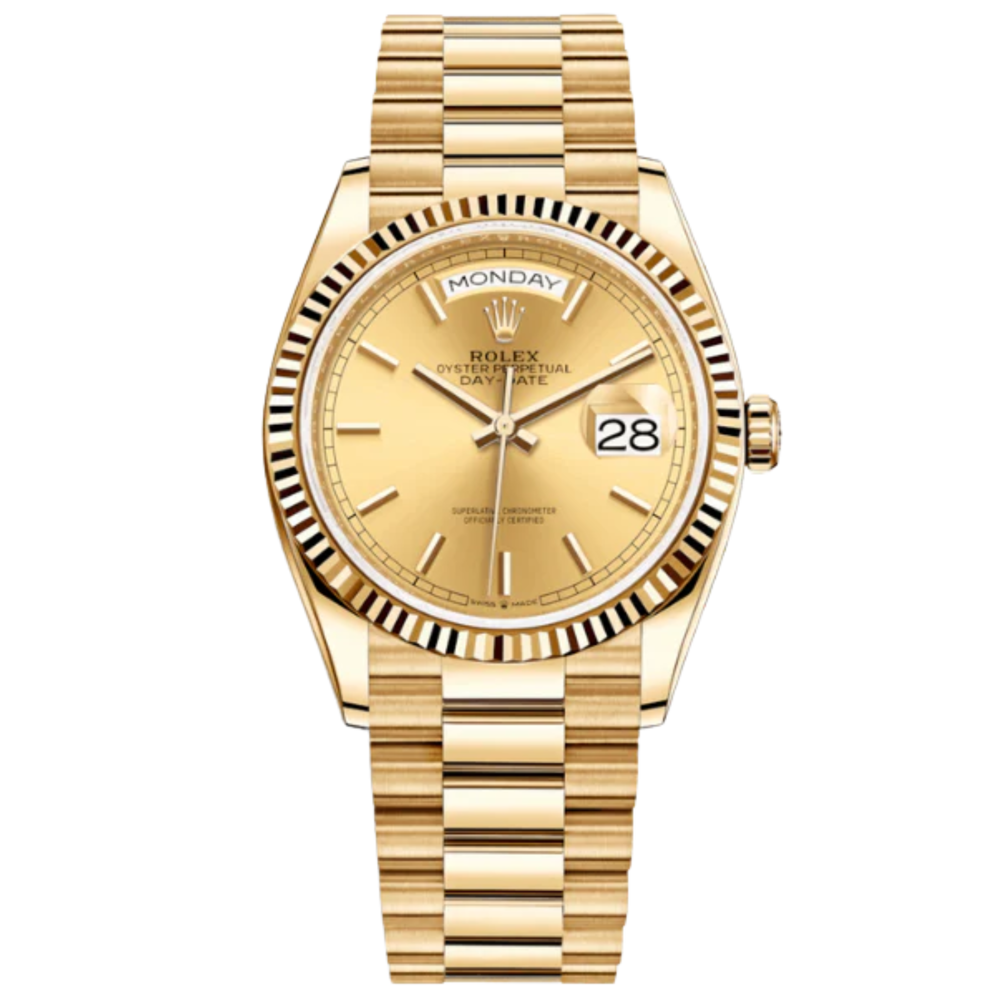 Rolex Ref. 128238 36MM Yellow Gold Day Date Champagne Stick Dial - Rolex