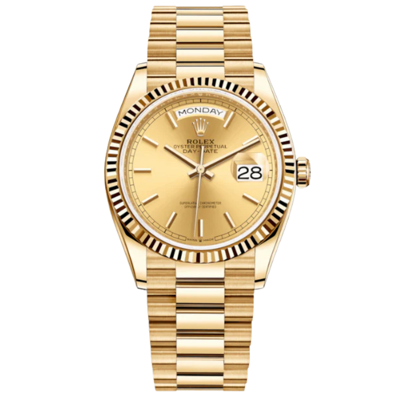 Rolex Ref. 128238 36MM Yellow Gold Day Date Champagne Stick Dial - Rolex