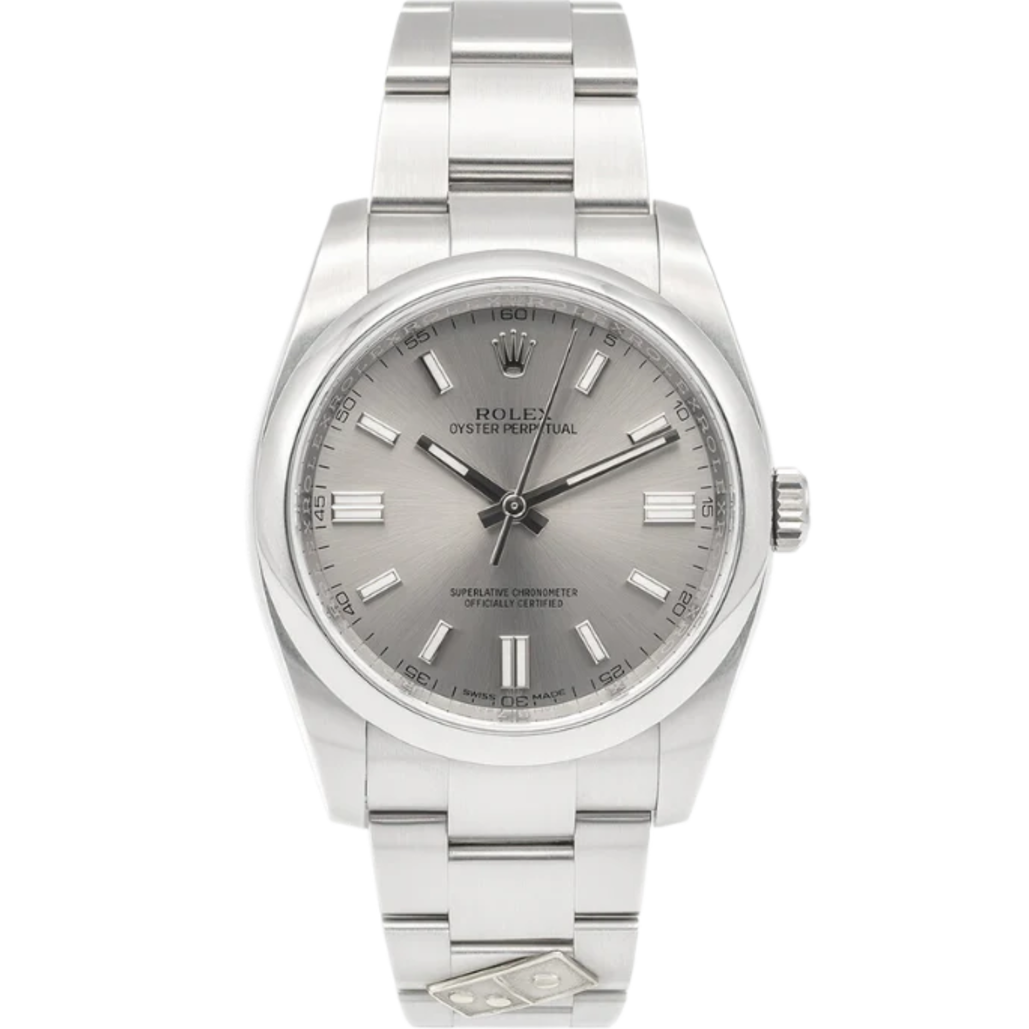 Rolex Oyster Perpetual “Dominos” 36MM Stainless Steel Silver Dial Ref. 116000 - Rolex