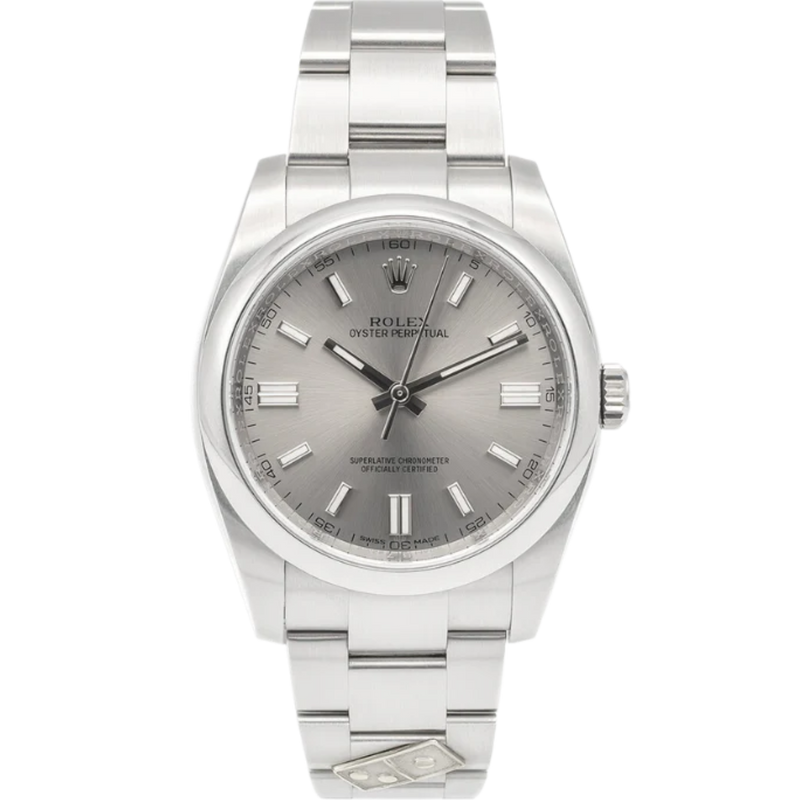 Rolex Oyster Perpetual “Dominos” 36MM Stainless Steel Silver Dial Ref. 116000 - Rolex