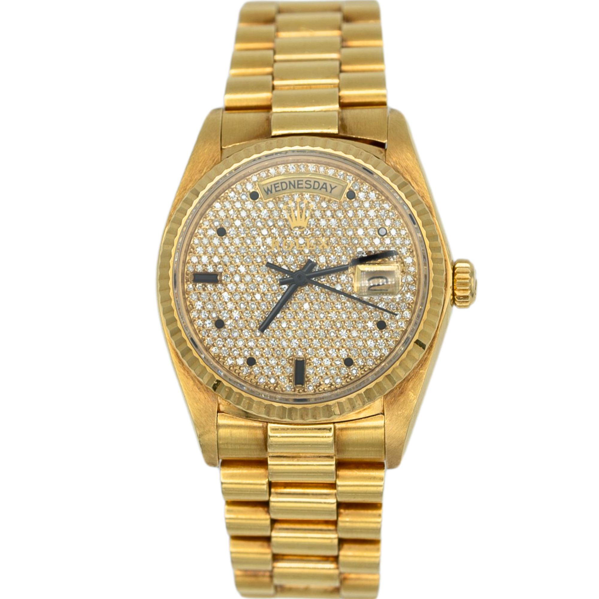 Rolex Day-Date Ref. 18038 36MM Yellow Gold Sapphire Market Factory Set Dial - Rolex