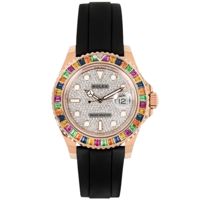 Rolex Yacht-Master 40 Ref. 116695SATS Rainbow Bezel Factory Set White Pave Dial - Rolex