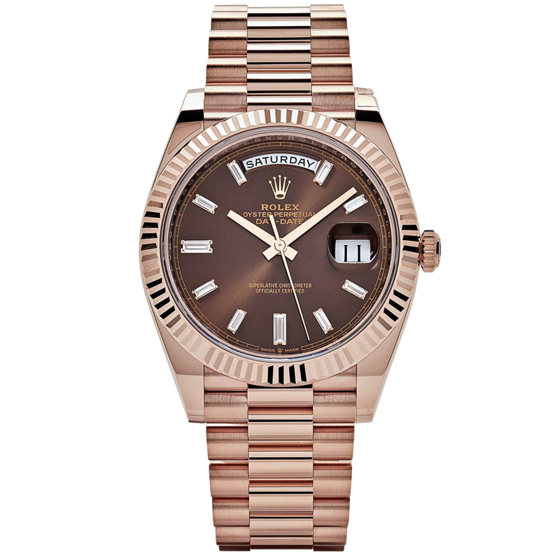 Rolex  Day-Date Ref. 228235A Rose Gold Chocolate Dial with Baguette Markers - Rolex