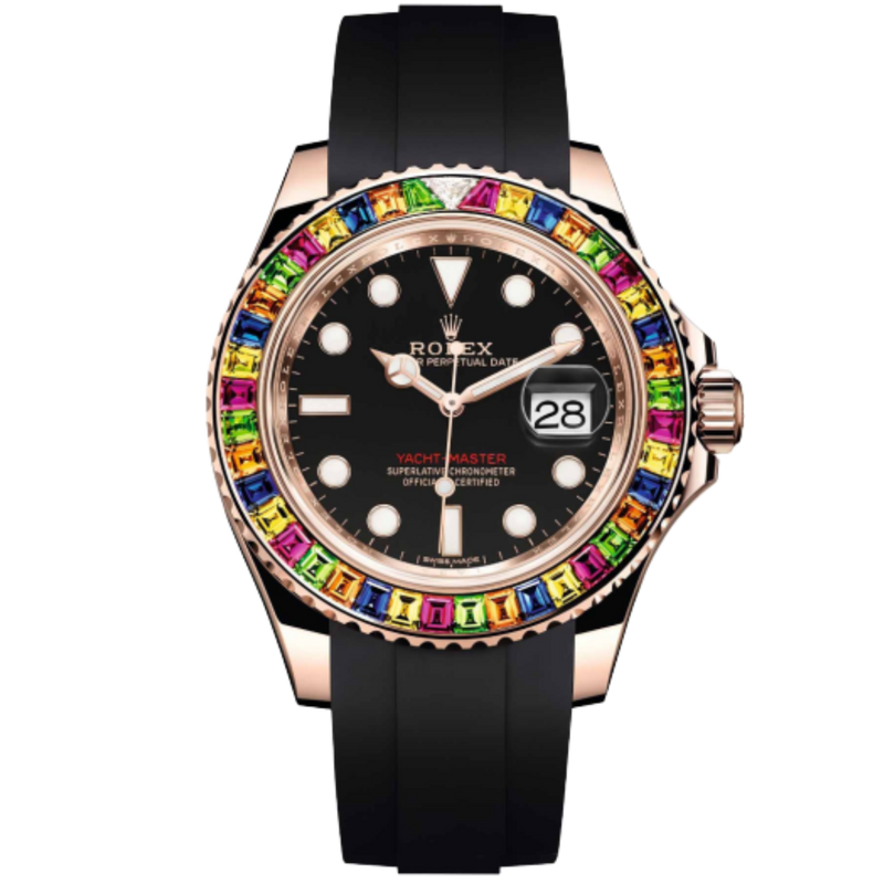 Rolex Yacht-Master 40 Ref. 116695SATS Rainbow Bezel Factory Set Black Dial - Rolex