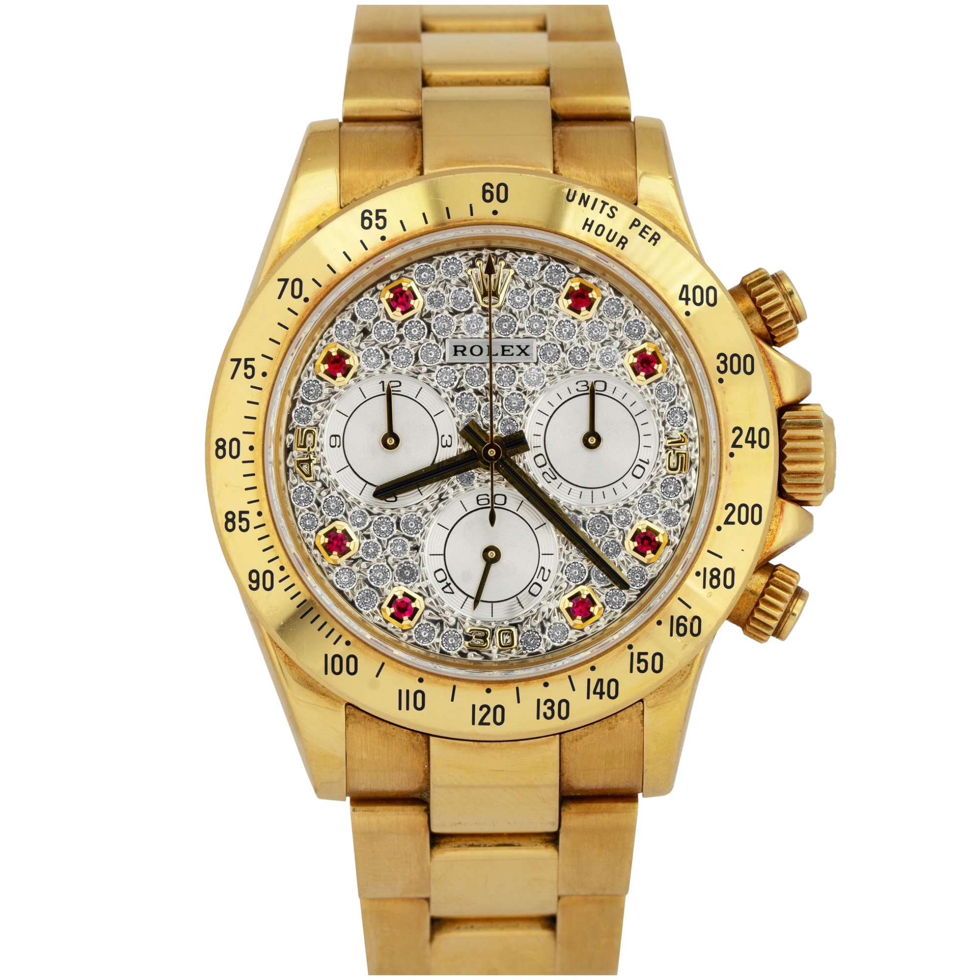 Rolex Daytona Ref. 116528 Yellow Gold Pave Dial with Ruby Markers - Rolex