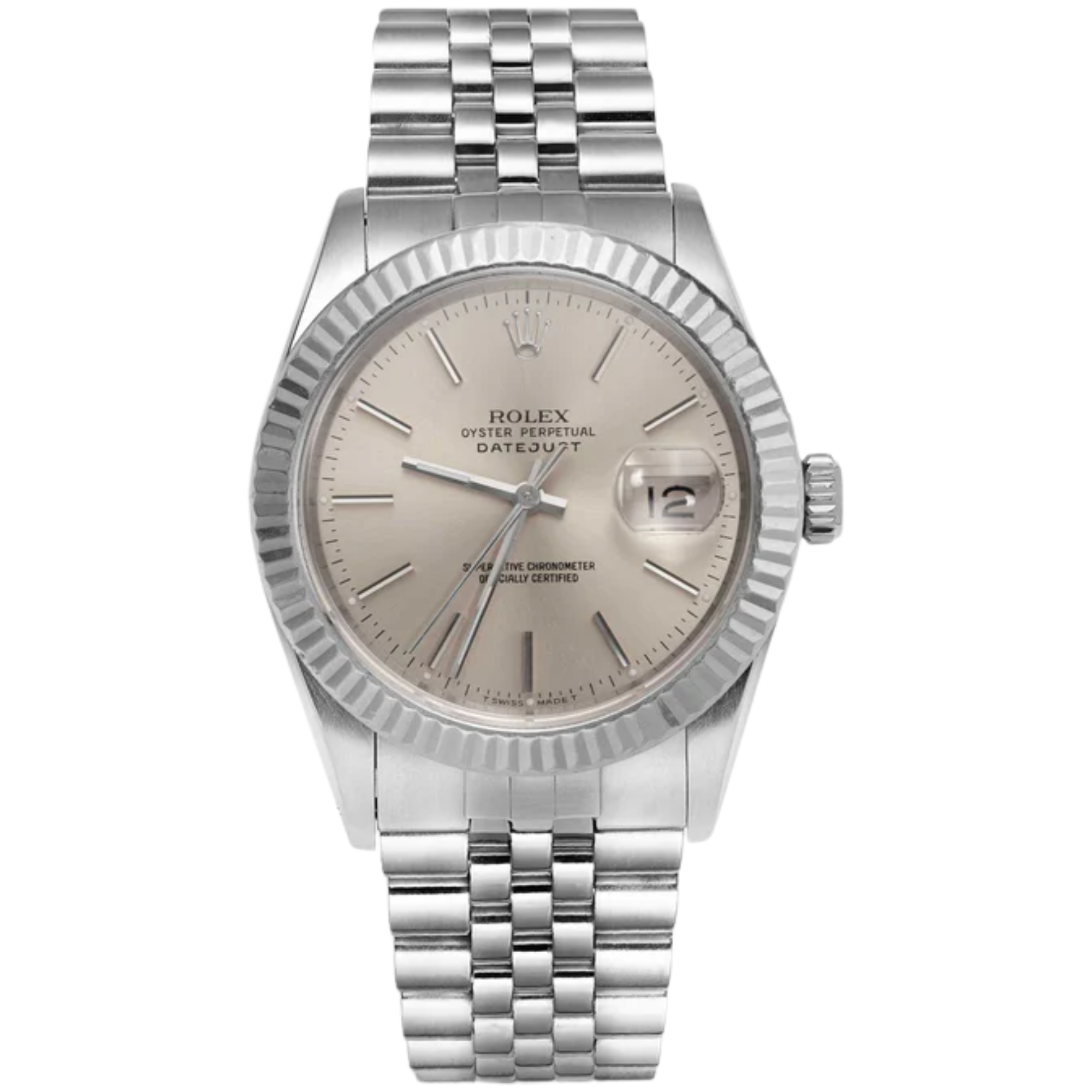 Rolex Datejust Ref. 16220 36MM Stainless Steel on Jubilee Silver Dial Fluted Bezel - Rolex