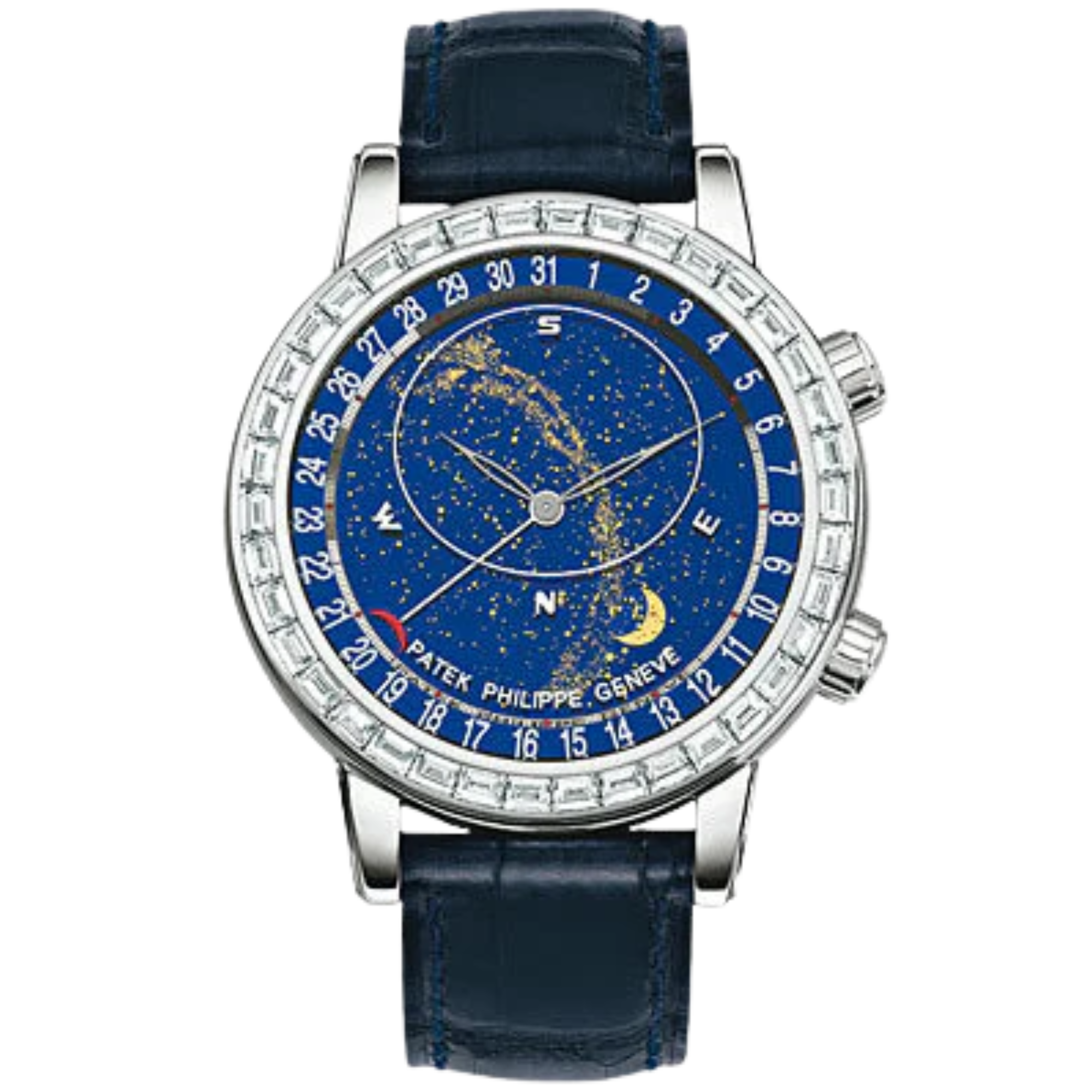 Patek Philippe Ref. 6104G-001 White Gold Celestial Calendar Factory Baguette Bezel⁠ - Patek Philippe