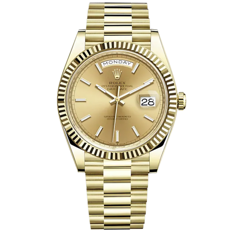 Rolex Day-Date Ref. 228238 Yellow Gold with Champagne-Colour Dial and Fluted Bezel - Rolex