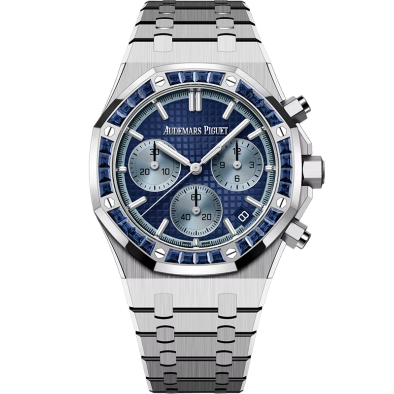Audemars Piguet Royal Oak Chronograph Ref. 26240BC.SS.1320BC.01 41MM White Gold Blue Dial JAPAN EDITION with Factory Set Sapphire Bezel - Audemars Piguet
