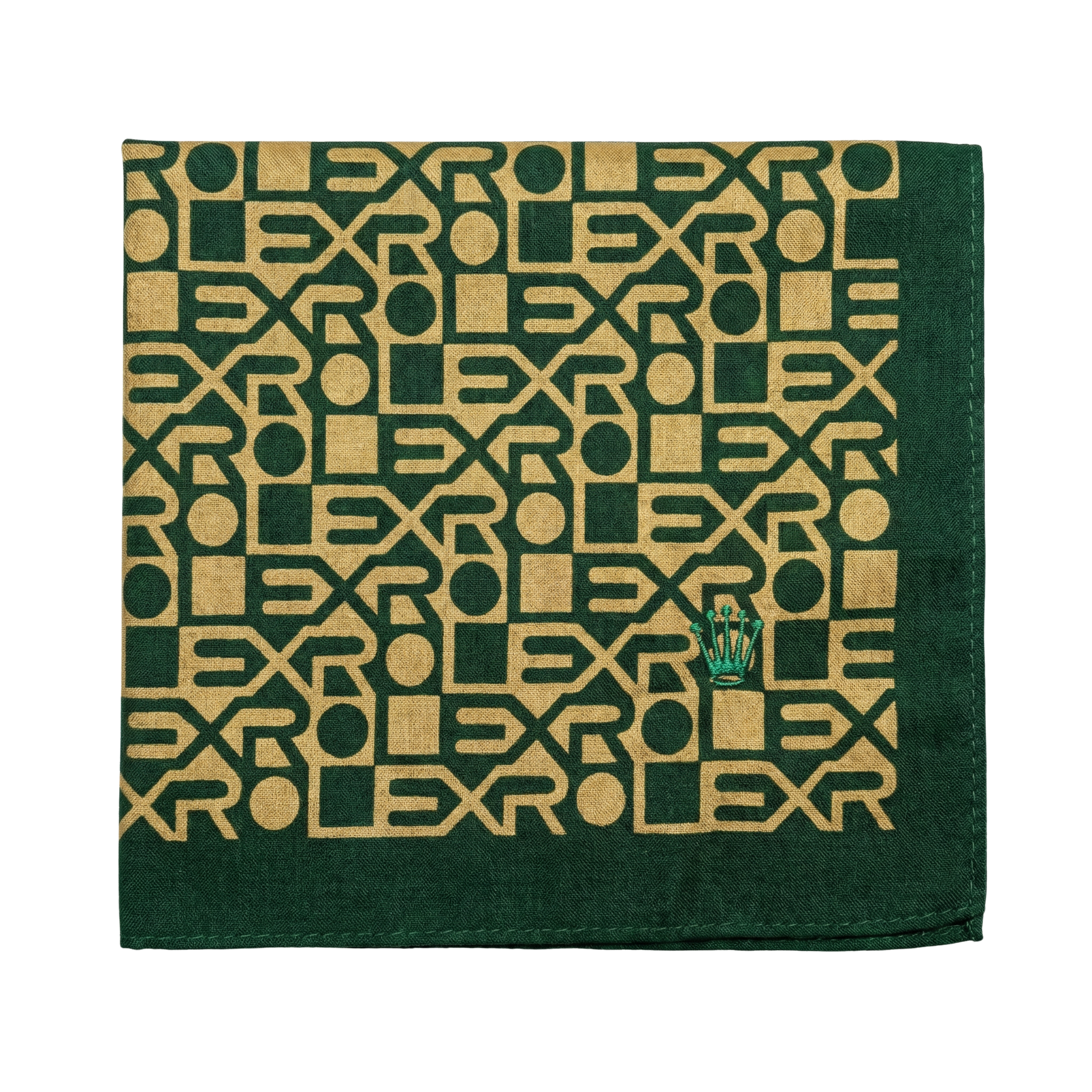 Rolex Anniversary Pattern Green Pocket Square