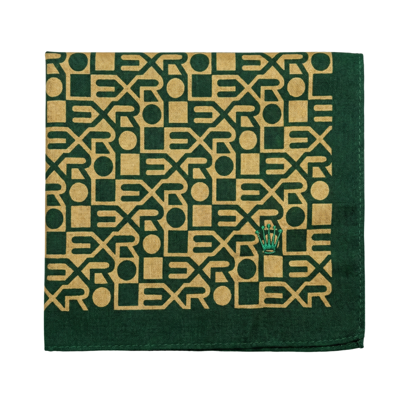 Rolex Anniversary Pattern Green Pocket Square