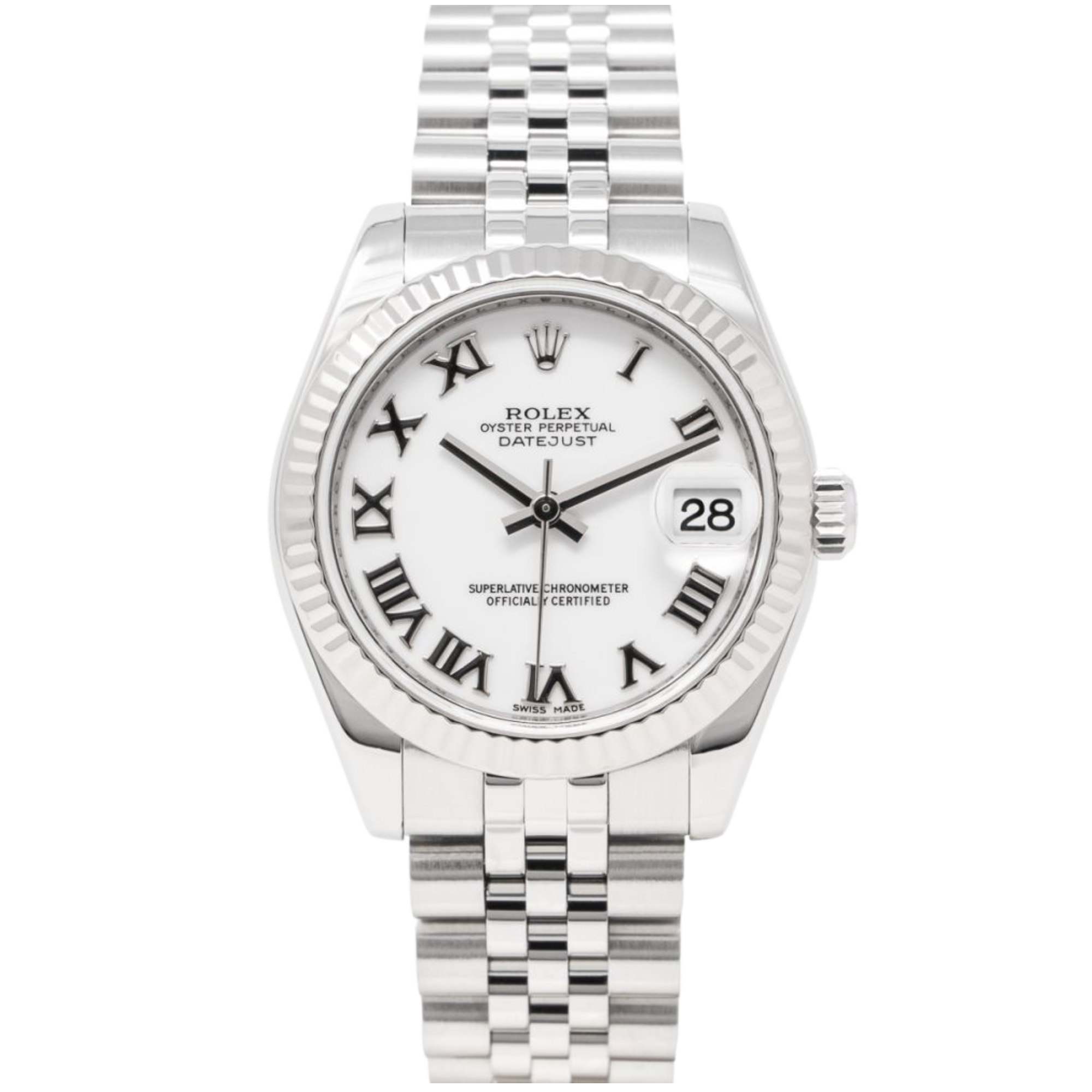 Rolex Datejust Ref. 178274 31MM Stainless Steel White Roman Dial on Jubilee/Fluted Bezel - Rolex